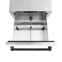 ZLINE Autograph Edition 24 in. Touchstone 168 Can Outdoor-Rated Dual Refrigerator Drawer with White Matte Doors and Matte Black Handles (RDSOZ-WM-24-MB)