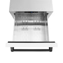 ZLINE Autograph Edition 24 in. Touchstone 168 Can Outdoor-Rated Dual Refrigerator Drawer with White Matte Doors and Matte Black Handles (RDSOZ-WM-24-MB)