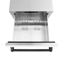 ZLINE Autograph Edition 24 in. Touchstone 168 Can Outdoor-Rated Dual Refrigerator Drawer with White Matte Doors and Matte Black Handles (RDSOZ-WM-24-MB)