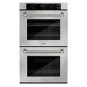 ZLINE Autograph Edition 30 in. Professional True Convection Double Wall Oven with Air Fry and Self Clean in Stainless Steel with Polished Nickel Helix Handles (WADZ-30-KPN)