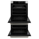 ZLINE Autograph Edition 30 in. Professional True Convection Double Wall Oven with Air Fry and Self Clean in Stainless Steel with Polished Nickel Helix Handles (WADZ-30-KPN)