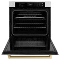 ZLINE Autograph Edition 30 in. Professional True Convection Single Wall Oven with Air Fry and Self Clean in Stainless Steel with Champagne Bronze Handle (WASZ-30-CB)