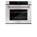 ZLINE Autograph Edition 30 in. Professional True Convection Single Wall Oven with Air Fry and Self Clean in Stainless Steel with Champagne Bronze Helix Handle (WASZ-30-KCB)