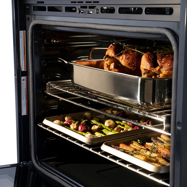 ZLINE Autograph Edition 30 in. Professional True Convection Single Wall Oven with Air Fry and Self Clean in Stainless Steel with Polished Gold Helix Handle (WASZ-30-KG)
