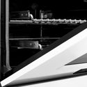 ZLINE Autograph Edition 30 in. 4.0 cu. ft. Legacy Dual Fuel Range with 4 Burner Gas Cooktop and Electric Convection Oven in Stainless Steel with White Matte Door and Matte Black Accents (RAZ-WM-30-MB)