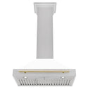 ZLINE Autograph Edition 30 in. Convertible Satin Stainless Steel Wall Mount Range Hood with Polished Gold Handle (KB4SNZ-30-G)