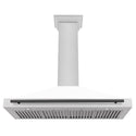 ZLINE 48 in. Autograph Edition Convertible Fingerprint Resistant Satin Stainless Steel Range Hood with White Matte Shell and Matte Black Handle (KB4SNZ-WM48-MB)