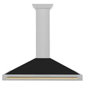 ZLINE Autograph Edition 48 in. Convertible Satin Stainless Steel Wall Mount Range Hood with Black Matte Shell and Champagne Bronze Handle (KB4SNZ-BLM48-CB)