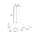 ZLINE 36 in. Autograph Edition Black Stainless Steel Wall Mount Range Hood With Champagne Bronze Handle (BSKB4Z-36-CB)