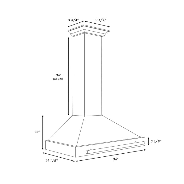 ZLINE 36 in. Autograph Edition Black Stainless Steel Wall Mount Range Hood With Champagne Bronze Handle (BSKB4Z-36-CB)
