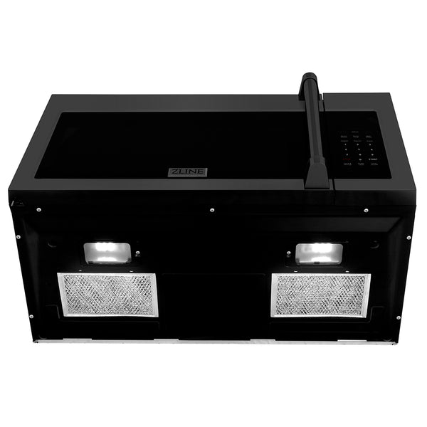 ZLINE 1.5 cu. ft. Over the Range Convection Microwave Oven in Black Stainless Steel with Traditional Handle and Sensor Cooking (MWO-OTR-H-30-BS)