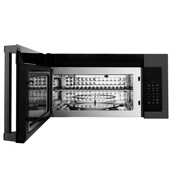ZLINE 1.5 cu. ft. Over the Range Convection Microwave Oven in Black Stainless Steel with Traditional Handle and Sensor Cooking (MWO-OTR-H-30-BS)
