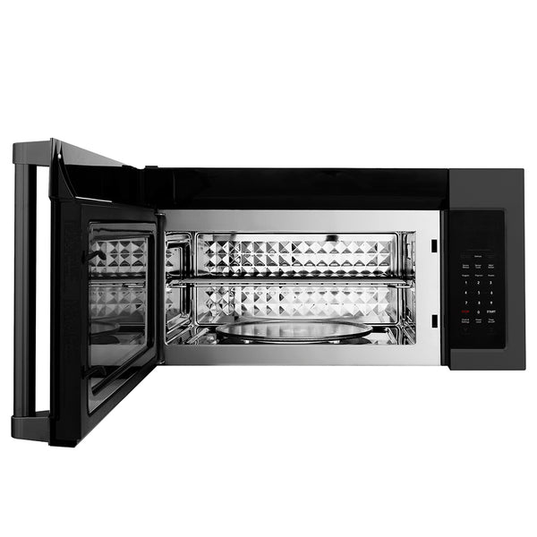 ZLINE 1.5 cu. ft. Over the Range Convection Microwave Oven in Black Stainless Steel with Traditional Handle and Sensor Cooking (MWO-OTR-H-30-BS)