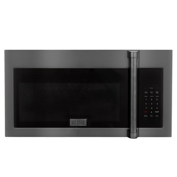 ZLINE 30 in. Black Stainless Steel Over the Range Convection Microwave Oven with Traditional Handle (MWO-OTR-H-BS) front, oven closed.