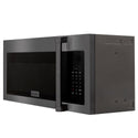 ZLINE 30 in. Black Stainless Steel Over the Range Convection Microwave Oven with Traditional Handle (MWO-OTR-H-BS) side, closed.