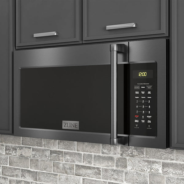 ZLINE 30 in. Black Stainless Steel Over the Range Convection Microwave Oven with Traditional Handle (MWO-OTR-H-BS)-Microwaves-MWO-OTR-H-30-BS ZLINE Kitchen and Bath