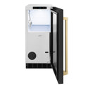 ZLINE Autograph Edition 15 in. Touchstone Clear Cube Ice Maker with Drain Pump and Black Stainless Steel Door with Champagne Bronze Handle (ICCDZ-BS-15-CB)
