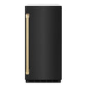 ZLINE Autograph Edition 15 in. Touchstone Clear Cube Ice Maker with Drain Pump and Black Stainless Steel Door with Champagne Bronze Handle (ICCDZ-BS-15-CB)