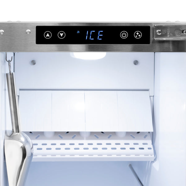 ZLINE Autograph Edition 15 in. Touchstone Gourmet Ice Maker with Drain Pump and Black Stainless Steel Door with Polished Gold Handle (IGMDZ-BS-15-G)