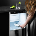 ZLINE Autograph Edition 15 in. Touchstone Gourmet Ice Maker with Drain Pump and Black Stainless Steel Door with Polished Gold Handle (IGMDZ-BS-15-G)