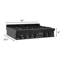 ZLINE 36 in. Legacy Gas Rangetop with 6 Brass Burners and Porcelain Cooktop in Black Stainless Steel (RTB-BR-36)
