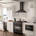 ZLINE 30" Convertible Wall Mount Range Hood in Black Stainless Steel with Set of 2 Charcoal Filters, LED lighting and Dishwasher-Safe Baffle Filters (BSKBN-CF-30)