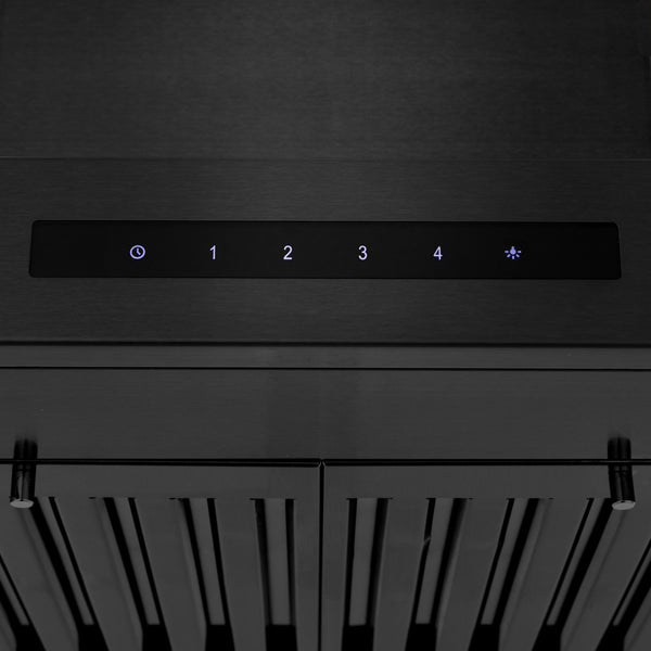 24" ZLINE CrownSound™Ducted Vent Wall Mount Range Hood in Black Stainless Steel with Built-in Bluetooth Speakers (BSKENCRN-BT-24)