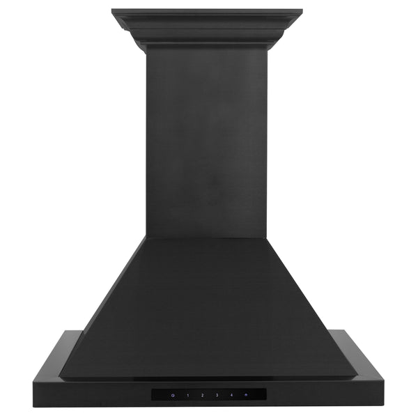 30" ZLINE CrownSound™Ducted Vent Wall Mount Range Hood in Black Stainless Steel with Built-in Bluetooth Speakers (BSKBNCRN-BT-30)