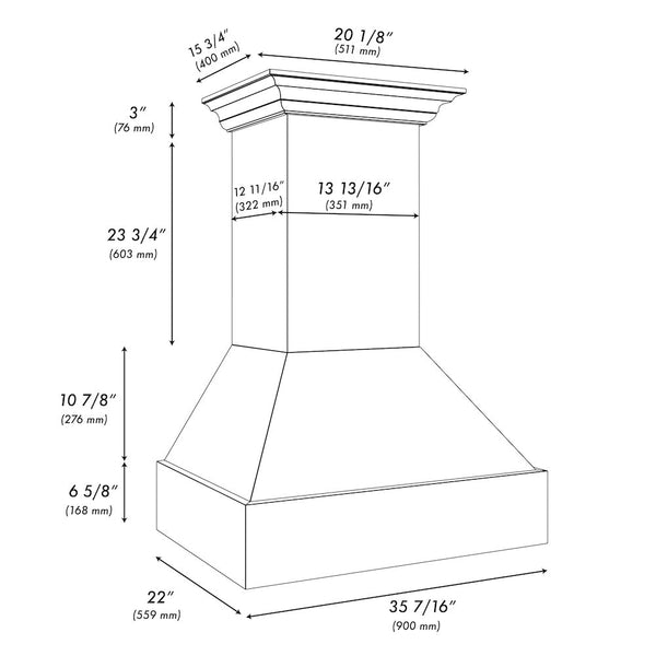 ZLINE 36 in. Wooden Wall Mount Range Hood in Rustic Black Finish (355CC-36)