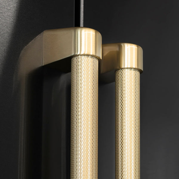 ZLINE Autograph Edition 36 in. 28.9 cu. ft. Standard-Depth French Door External Water Dispenser Refrigerator with Dual Ice Maker in Fingerprint-Resistant Black Stainless Steel and Champagne Bronze Helix Handles (RSMZ-W36-BS-KCB)