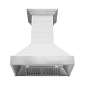 ZLINE 36 in. Wooden Wall Mount Range Hood in Rustic Shiplap Bright White Finish with Stainless Steel Accents (365WW-36)