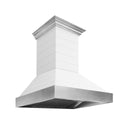ZLINE 36 in. Wooden Wall Mount Range Hood in Rustic Shiplap Bright White Finish with Stainless Steel Accents (365WW-36)