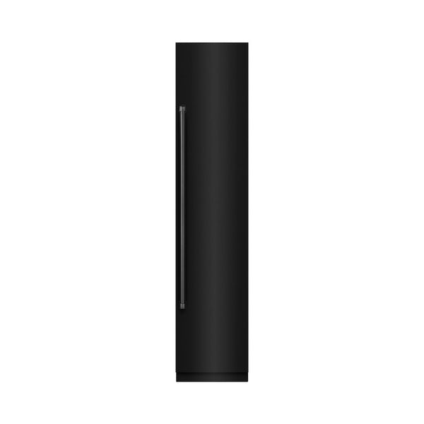 ZLINE 18 in. 8.6 cu. ft. Right Hinge Column Freezer in Black Stainless Steel with Graphite Gray Interior (RCFVR-BS-18) front, closed.
