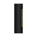 ZLINE Autograph Edition 24 in. 12.4 cu. ft. Column Freezer in Black Stainless Steel with Graphite Gray Interior and Polished Gold Accents (RCFVZ-BS-24-G) front, closed.