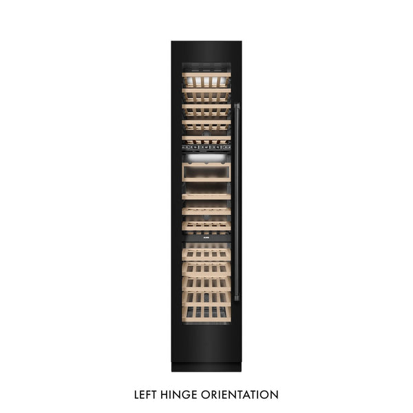 ZLINE 18 in. 9.0 cu. ft. Triple Zone 68 Bottle Left Hinge Column Wine Cooler in Black Stainless Steel (RCWVL-BS-18) front, closed.