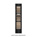 ZLINE 18 in. 9.0 cu. ft. Triple Zone 68 Bottle Right Hinge Column Wine Cooler in Black Stainless Steel (RCWVR-BS-18) front, closed.