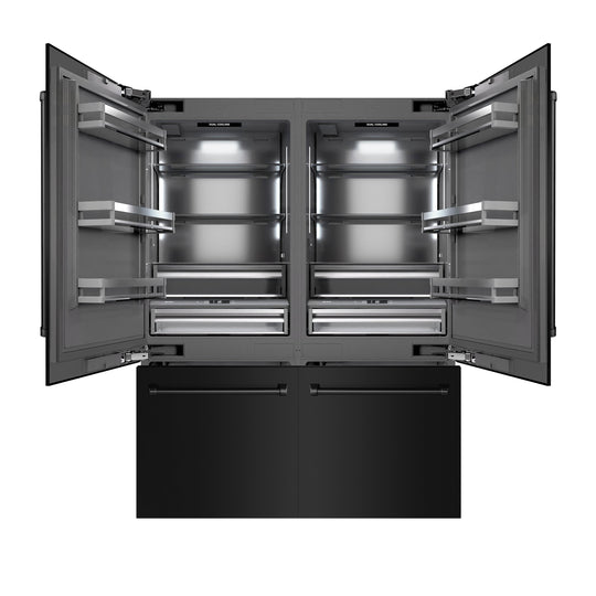 ZLINE 60 in. 32.2 cu. ft. French Door Built-In Bottom Freezer Refrigerator with Water Dispensers and Ice Makers in Black Stainless Steel with Graphite Gray Interior (GRBIV-BS-60)