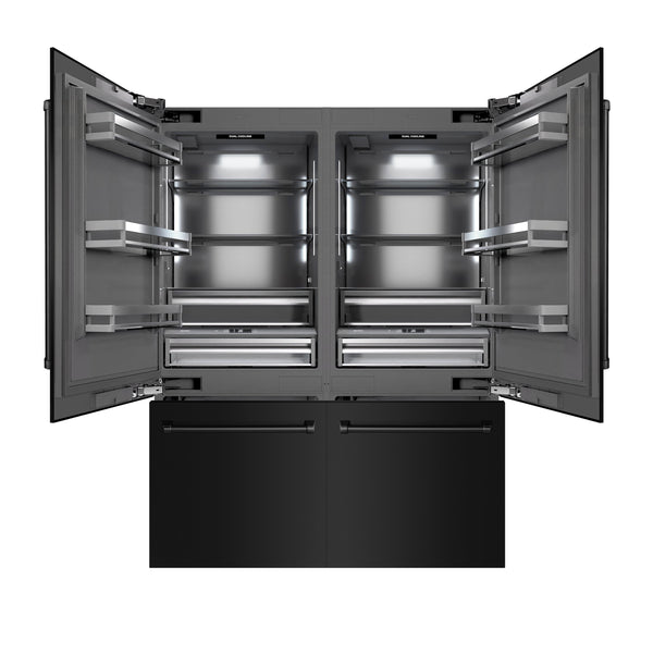 ZLINE 60 in. 32.2 cu. ft. French Door Built-In Bottom Freezer Refrigerator with Water Dispensers and Ice Makers in Black Stainless Steel with Graphite Gray Interior (GRBIV-BS-60)