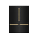 ZLINE Autograph Edition 60 in. 32.2 cu. ft. French Door Built-In Bottom Freezer Refrigerator with Water Dispenser and Ice Maker in Black Stainless Steel with Graphite Gray Interior and Champagne Bronze Accents (GRBIVZ-BS-60-CB)