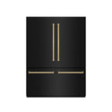ZLINE Autograph Edition 60 in. 32.2 cu. ft. French Door Built-In Bottom Freezer Refrigerator with Water Dispenser and Ice Maker in Black Stainless Steel with Graphite Gray Interior and Polished Gold Accents (GRBIVZ-BS-60-G)