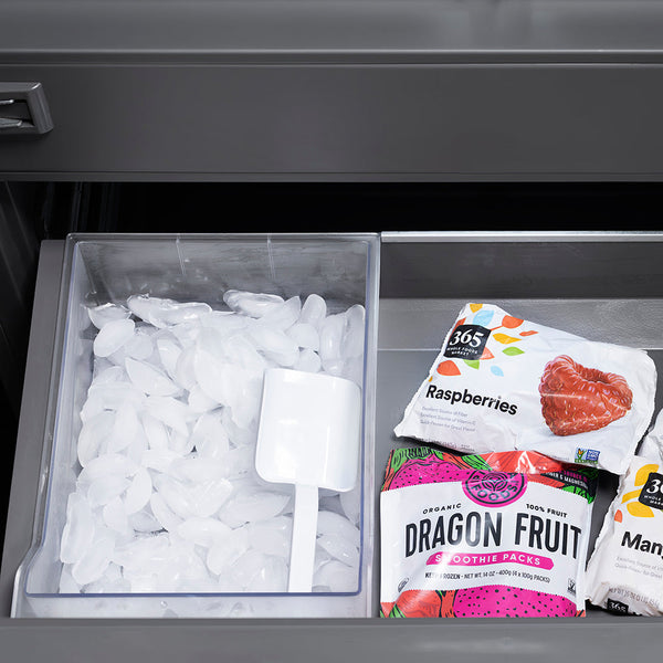 ZLINE Autograph Edition 60 in. 32.2 cu. ft. French Door Built-In Bottom Freezer Refrigerator with Water Dispenser and Ice Maker in Black Stainless Steel with Graphite Gray Interior and Polished Gold Helix Handles (GRBIVZ-BS60KG)