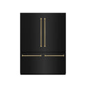 ZLINE Autograph Edition 60 in. 32.2 cu. ft. French Door Built-In Bottom Freezer Refrigerator with Water Dispenser and Ice Maker in Black Stainless Steel with Graphite Gray Interior and Polished Gold Helix Handles (GRBIVZ-BS60KG)