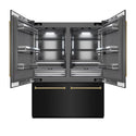 ZLINE Autograph Edition 60 in. 32.2 cu. ft. French Door Built-In Bottom Freezer Refrigerator with Water Dispenser and Ice Maker in Black Stainless Steel with Graphite Gray Interior and Polished Gold Helix Handles (GRBIVZ-BS60KG)