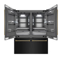 ZLINE Autograph Edition 60 in. 32.2 cu. ft. French Door Built-In Bottom Freezer Refrigerator with Water Dispenser and Ice Maker in Black Stainless Steel with Graphite Gray Interior and Polished Gold Helix Handles (GRBIVZ-BS60KG)