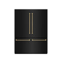 ZLINE Autograph Edition 60 in. 32.2 cu. ft. French Door Built-In Bottom Freezer Refrigerator with Water Dispenser and Ice Maker in Black Stainless Steel with Graphite Gray Interior and Champagne Bronze Helix Handles (GRBIVZ-BS60KCB)