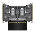 ZLINE Autograph Edition 60 in. 32.2 cu. ft. French Door Built-In Bottom Freezer Refrigerator with Water Dispenser and Ice Maker in Black Stainless Steel with Graphite Gray Interior and Champagne Bronze Helix Handles (GRBIVZ-BS60KCB)