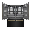 ZLINE Autograph Edition 60 in. 32.2 cu. ft. French Door Built-In Bottom Freezer Refrigerator with Water Dispenser and Ice Maker in Black Stainless Steel with Graphite Gray Interior and Champagne Bronze Helix Handles (GRBIVZ-BS60KCB)