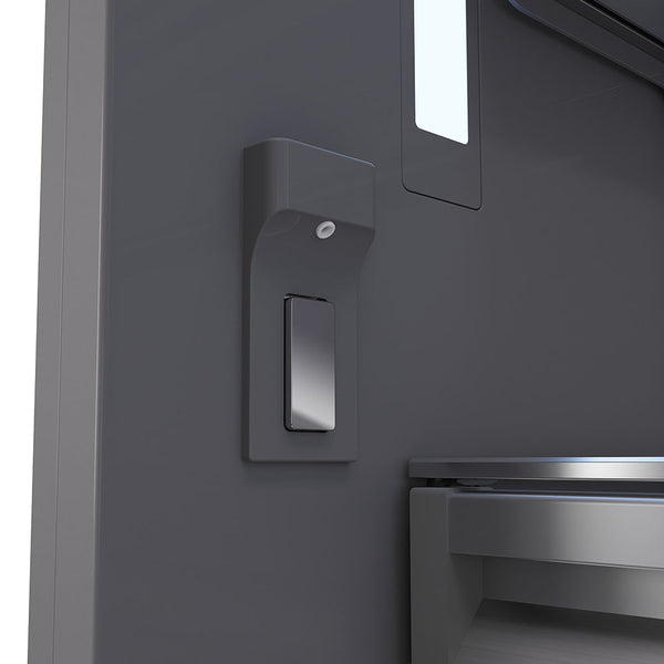 ZLINE Autograph Edition 60 in. 32.2 cu. ft. French Door Built-In Bottom Freezer Refrigerator with Water Dispenser and Ice Maker in Black Stainless Steel with Graphite Gray Interior and Champagne Bronze Helix Handles (GRBIVZ-BS60KCB)