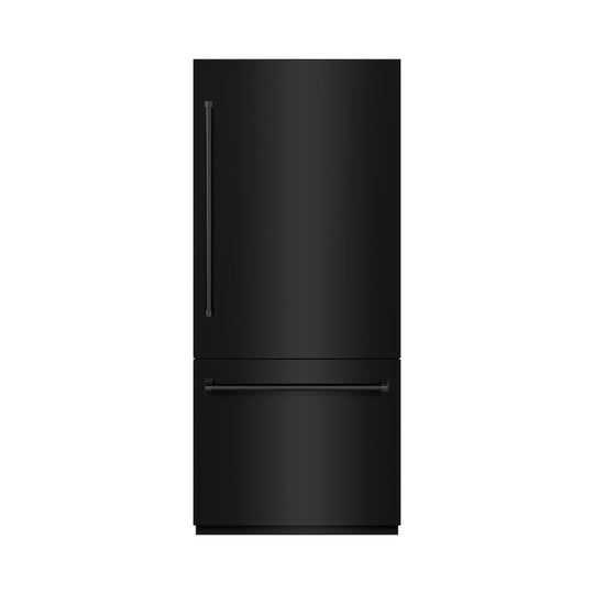 ZLINE 36 in. 19.8 cu. ft. Built-In Bottom Freezer Refrigerator with Water Dispenser and Ice Maker in Black Stainless Steel (RBIT-BS-36)