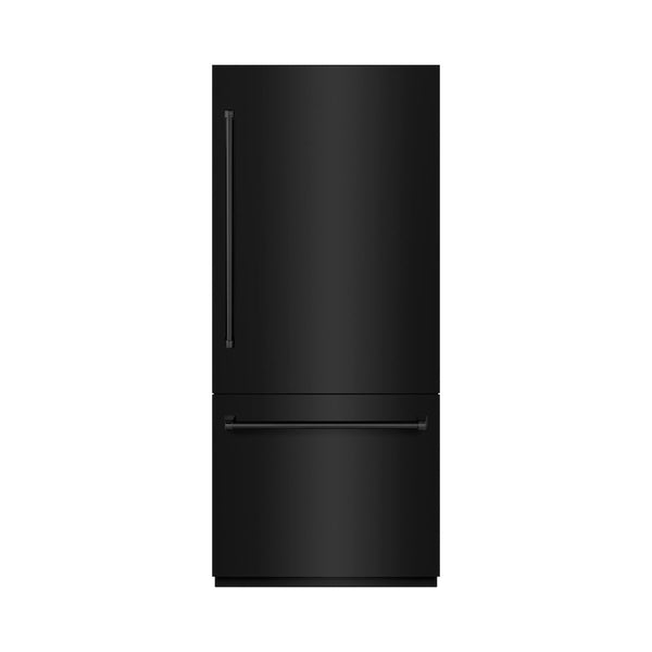 ZLINE 36 in. 19.8 cu. ft. Built-In Bottom Freezer Refrigerator with Water Dispenser and Ice Maker in Black Stainless Steel (RBIT-BS-36)